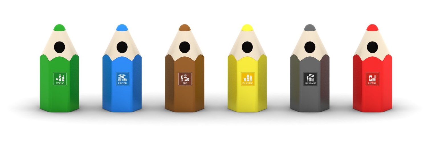 Kosz na śmieci kredka do segregacji na plac zabaw kosz na odpady w kształcie kredki kolorowe kosze na śmieci